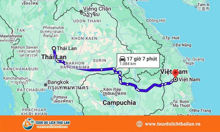 Thái Lan cách Việt Nam bao nhiêu km?